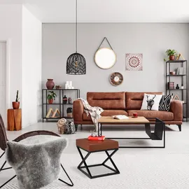 Relaxdays Sitzhocker Kunstleder 41 x 41 x 41 cm Schwarz/Braun