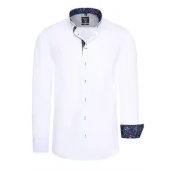 Langarmhemd RUSTY NEAL, Herren, Gr. XXL, EURO-Größen, weiß, 97% Baumwolle, 3% Elasthan, unifarben, casual, Langarm, Hemden, mit filigranen Blumenprints