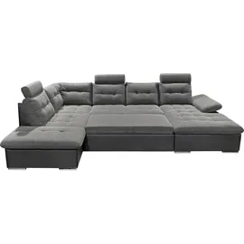 ed exciting design Wohnlandschaft Webstoff U-Form 3-Sitzer Grau