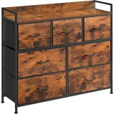 VASAGLE Kommode Braun, Schwarz, Metall, 7 Schubladen, 98x85x28.5 cm, Typenauswahl, Beimöbel erhältlich, stehend, Wohnzimmer, Kommoden & Sideboards, Kommoden