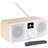 Audizio Rome, DAB Plus Radio, Internetradio WLAN Radio Bluetooth, Fernbedienung, Weckfunktion, Sleeptimer Line In-Out, 2 x 25 Watt Stereo-Lautsprecher, FM-UKW, 99 Speicherplätze - Weiß