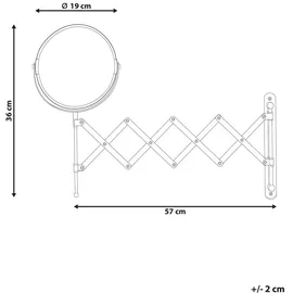 Beliani Beliani, Schminkspiegel Silber Eisen Ø 19 cm Wand montierter Verlängerungsarm doppelseitige Vergrößerung, Badezimmerzubehör