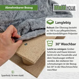 Baumarktplus Haustiertreppe 3 Stufen 46x36x35 cm 75 kg Tragkraft waschbarer Plüschbezug niedrige Stufenhöhe grau