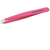 TWEEZERMAN Pinzette (Handgeschliffene Schräge Spitzen, Augenbrauen zupfen, Profi-Qualität, Rostfreier Edelstahl), Pretty in Pink