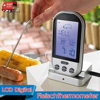 LCD Digital Funk Braten BBQ Grill Thermometer Fleischthermometer mit Fühler DHL