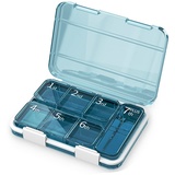 Koomuao Tablettenbox 7 Tagem,Klein Pillendose,Medikamentenbox Organizer-Tragbare Reise-Pillenbox,Tablettendose für Vitamine, Nahrungsergänzungsmittel und Medikamente (Blau)