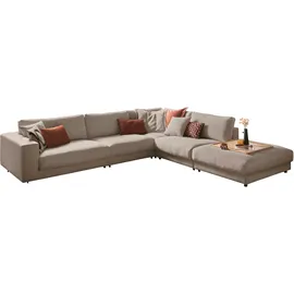 Candy Ecksofa 3C CANDY "Enisa II, bequem und komfortabel, großes Familiensofa, L-Form", beige (sand), B:365cm H:86cm T:322cm, 100% Polyester, Sofas, Ecksofa, incl. 3 Flatterkissen, wahlweise mit Flecken-Schutz-Bezug Easy care