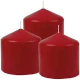 HS Candle Stumpenkerzen Ø8cm 3er Pack Rubinrot Rot