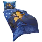 JACK Kinderbettwäsche JACK Linon / Renforcé Bettwäsche 135x200cm 2 tlg. Pferd Lucky Spirit, Renforcé, 2 teilig, Wild und Frei, blaue lizensierte Wendebettwäsche blau