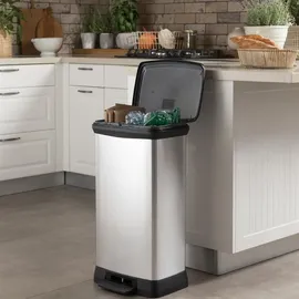 Curver Duo 23+23L Abfallbehälter mit Pedal - Silber