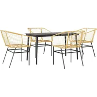 VidaXL 5-teiliges Garten-Esszimmerset Braunes Polyrattanglas
