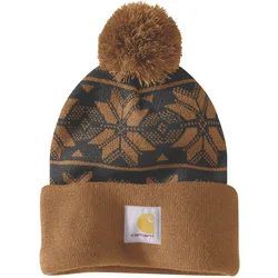 Carhartt Knit Pom Jacquard Beanie 106647 - carhartt brown