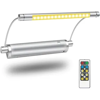 HONWELL Bilderleuchte LED Batteriebetrieben Wandleuchte mit Fernbedienung Uplight, Drehbare Lichtköpfe mit Timer-Dimmer, Kunstlichter für Gemälderahmen Wandspiegel Artwork - Silber