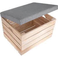 Creative Deco Sitzhocker gepolstert 50 x 40 x 35 cm Beige