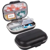 Tablettenbox 7 Tage, 2 Stück Medikamentenbox mit Ergonomischem Verschlusssystem, Tragbare Pillendose 7 Fächer, Reise-Pillen-Organizer, Faltbar, für Aufbewahrung von Medikamenten, Vitaminen, Fischöl