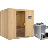 Karibu Sauna-Set Stina inkl. Edelstahl-Ofen 9 kW mit ext. Steuerung