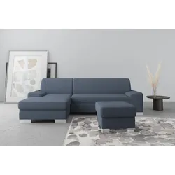 Ecksofa DOMO COLLECTION "Anzio L-Form", blau, B:271cm H:85cm T:160cm, Sofas, wahlweise mit Bettfunktion und Federkern