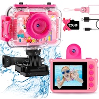 GKTZ Kinderkamera wasserdichte,Unterwasserkamera-1080P Selfie Digitalkamera Fotoapparat für Kinder mit 32GB SD-Karte Spielzeug für 3-12 Jahre Jungen und Mädchen(Rosa)