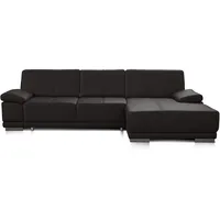 CAVADORE Ecksofa Corianne / Ledercouch inkl. Armteilverstellung und Longchair / 282 x 80 x 162 / Echtleder, braun