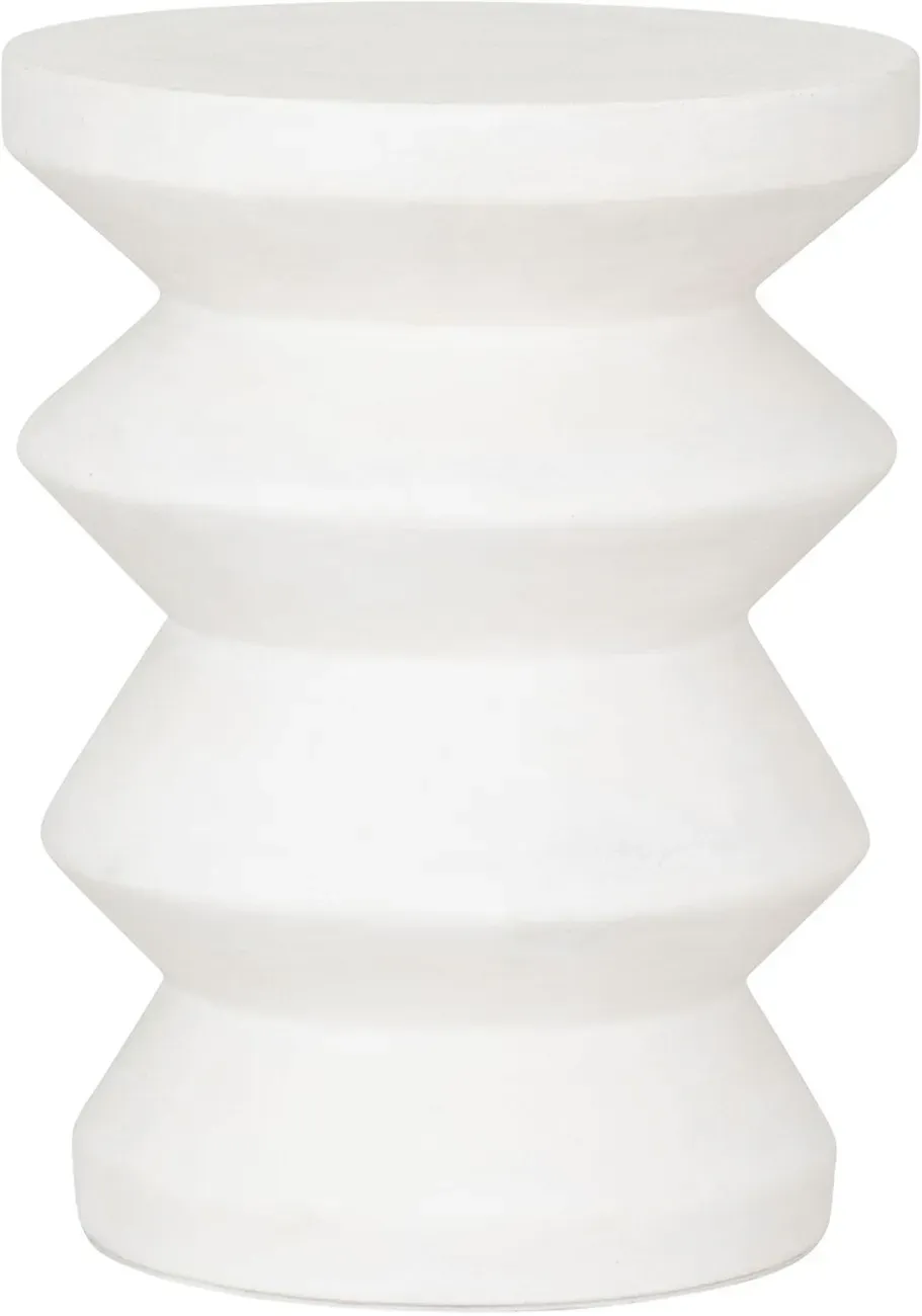 Hocker Zig Zag aus Faserzement, modern und rund, weiß, Ø 34 cm, für dein Zuhause