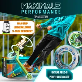 Kesser KESSER® Stunt Scooter X-Limit-Pro 360° Lenkung Funscooter Stuntscooter mit Ständer ABEC 9 Kugellagern, 110 mm PolyurethanRäder , Kickscooter Tretroller Cityroller Trick Roller für Kinder Erwachsene