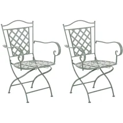 CLP 2er Set Eisenstühle Adara im Jugendstil I Outdoor-Stühle mit Armlehnen I Handgefertigte Gartenstühle aus Eisen