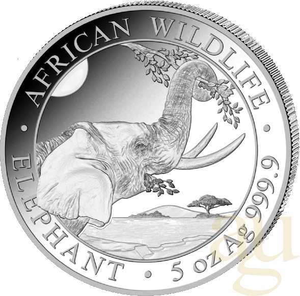 5 Unzen Silbermünze Somalia Elefant 2023