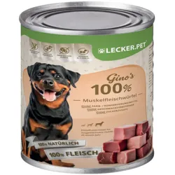 24 x 400 g Lecker.Pet® Gino's 100 % Muskelfleischwürfel Rind & Schwein Hundefutter Nassfutter