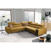 kaiser möbel Designer-Ecksofa mit Schlaffunktion und Bar GRECO III Avra Gelb Rechts