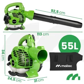 Maltec Benzin Laubsauger Laubbläser Gartenstaubsauger mit Häcksler MalTec MasterBlow7500W Motor 2-Takt 26cc Staubsauger Schredder