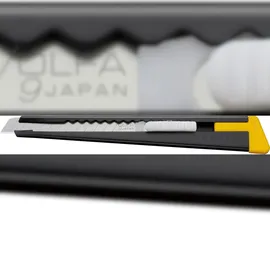 OLFA Universal-Messer mit abbrechbarer einziehbarer Klinge Drucktastenmechanik B=9 mm - Schwarz