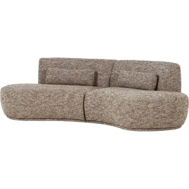 Woood Sofa Batavier 4-Sitzer gewebter Melange-Stoff, modern halbrund, hellbraun, großzügig gepolstert