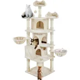 Yaheetech XXL Katzenkratzbaum 194 cm Katzenbaum Kletterbaum, Stabil mit Plüsch Sisalseil, Kratzbaum für Katzen deckenhoch Beige