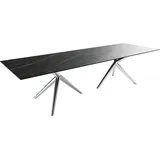 DeLife Esstisch Edge 300x100 Keramik Laminam®Noir Desir Braun Estelar rund Edelstahl