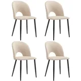 Merax Esszimmerstuhl (4 St), 4er Set Polsterstuhl Wohnzimmerstuhl Samt, Metallbeine, Beige