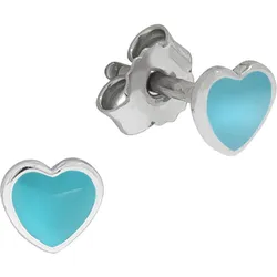 Zeeme for Kids Ohrringe Silber 925 Herz Lack türkis