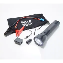 HALO BOLT Taschenlampe RC mit KFZ-Starthilfe. Handy-Ladegerät und USB-Anschluss SCHWARZ No Size