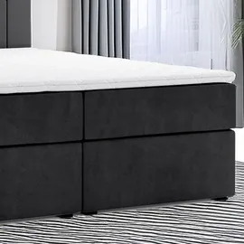 m-punkt Boxspringbett KUBA mit Bettkasten Visco Topper LED 180 x 200 cm Webstoff Inari SCHWARZ