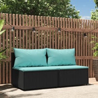 Yolola balkonmöbel Set Balkonmöbel Kleiner Balkon Balkonsofa Rattan gartenmöbel Set Gartensofa Set Lounge Gartenmöbel Set loungemöbel terrasse-Schwarz und blau-2x Mittelteil