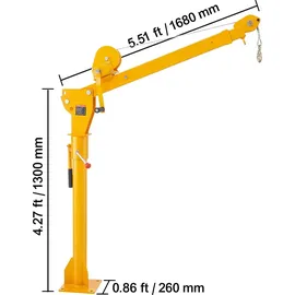Vevor Pick Up Kran, 499 kg Traglast, zusammenklappbarer LKW-Kran mit 499 kg Winde, Ladekran aus Stahl, Werkstattkran 360° schwenkbar, Hebekran zum Heben von Gütern auf der Baustelle, in der Fabrik