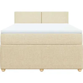 vidaXL Boxspringbett mit Matratze Creme 140x200 cm Stoff