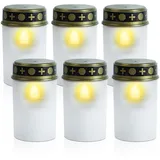 BORDEAG LED Grablicht, 6 Stück Grablichter LED, Wasserdichte LED Grabkerze, Outdoor Friedhofskerze Grablampe, LED Grablichter für Draußen, Grablicht LED, Batteriebetriebene Grabkerze,Kerzen Outdoor