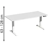 Geramöbel Schreibtisch Elevate Plus, lichtgrau / weiß, elektrisch höhenverstellbar, 180 x 63-128 x 80cm