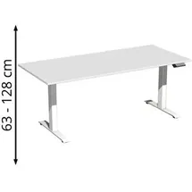 Geramöbel Schreibtisch Elevate Plus, lichtgrau / weiß, elektrisch höhenverstellbar, 180 x 63-128 x 80cm