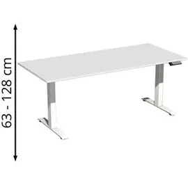 Geramöbel Schreibtisch Elevate Plus, lichtgrau / weiß, elektrisch höhenverstellbar, 180 x 63-128 x 80cm