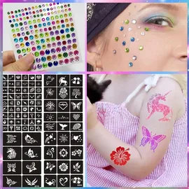 luxuskollektion Glitzer Tattoo Stifte Kinder 6 Farben Schablonen Einhorn Leuchtend
