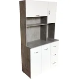 Hti-Living Küchenschrank Beton/Weiß Blanca