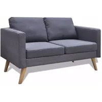 vidaXL Sofa 2-Sitzer Stoff Dunkelgrau