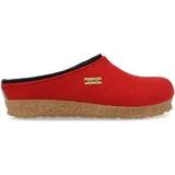 Haflinger Grizzly Kris Uni Filz-Pantoffeln aus Schurwolle Paprikarot/Dunkelblau, 711056-42 - Rot - 47