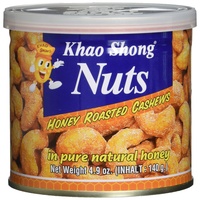 Khao Shong Honey Roasted Cashews, geröstete Cashewkerne mit Honig überbacken, knuspriger Snack für unterwegs, (1 x 140 g Dose)